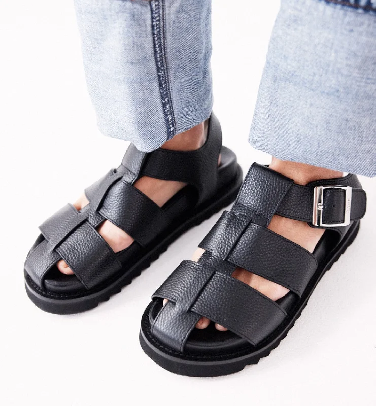 Arkestra 2.0 Fisherman Sandal Tumbled Leather | Black